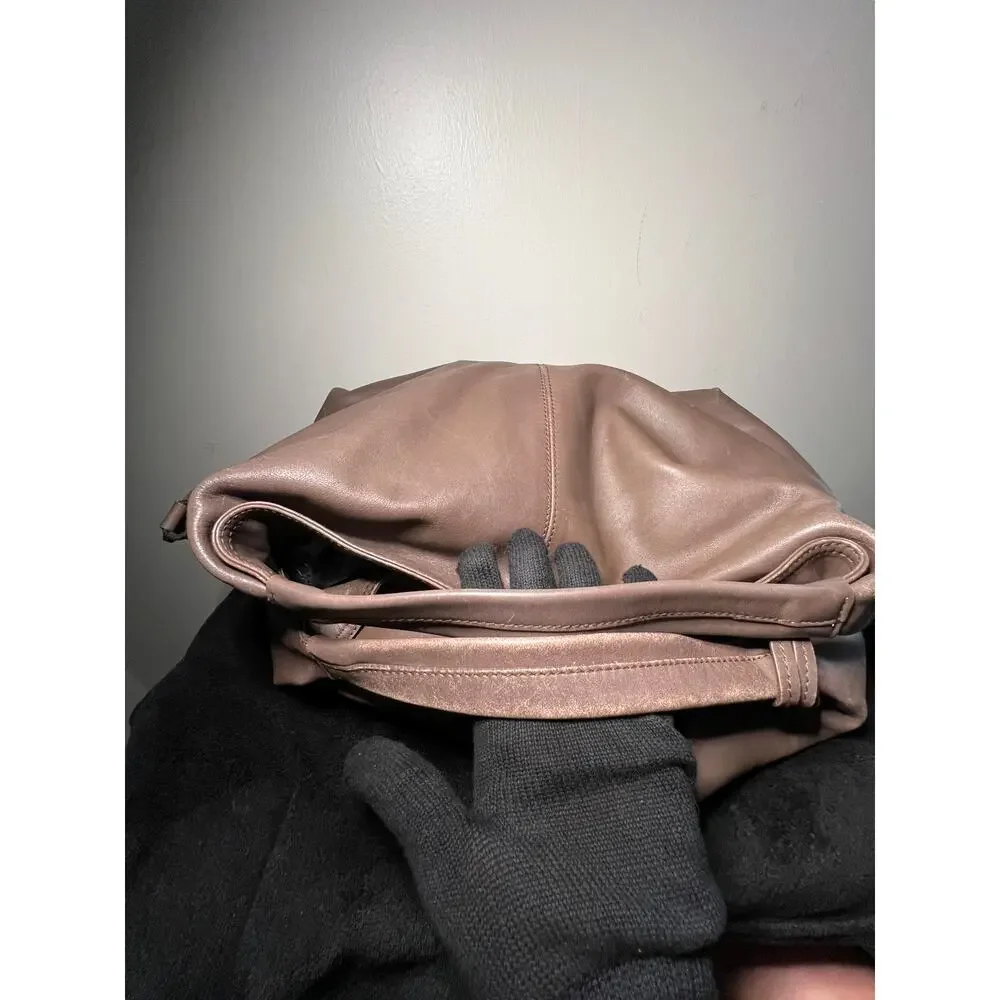 Furla Italian Leather Slouch Hobo Shoulder Crossbody Bag Taupe Large